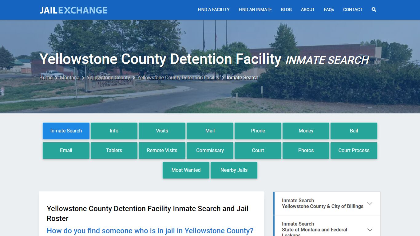 Yellowstone County Detention Facility Inmate Search - Jail Exchange