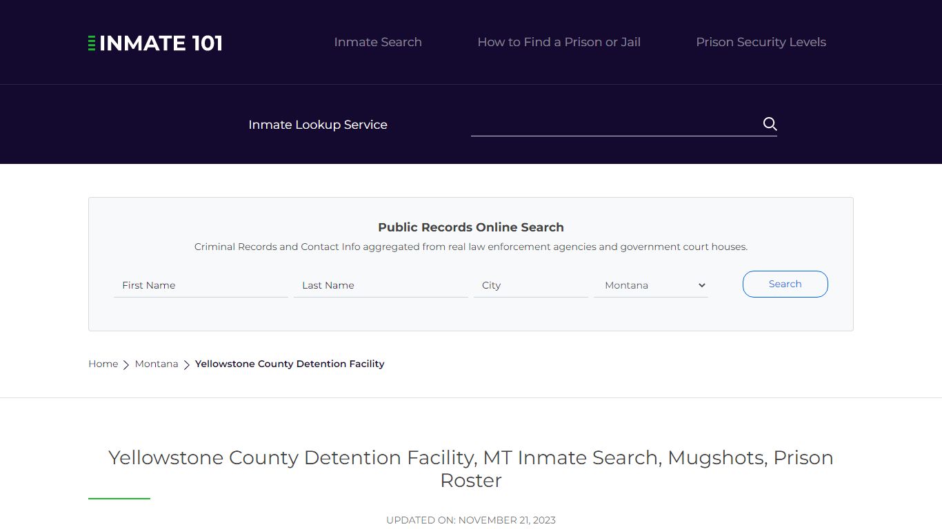 Yellowstone County Detention Facility, MT Inmate Search, Mugshots ...